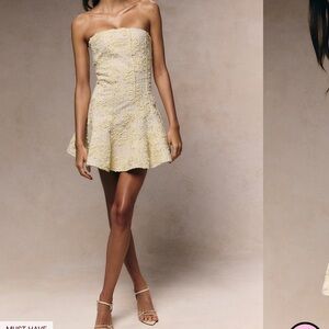 PLT LEMON FLORAL JACQUARD BOUCLE SKATER DRESS